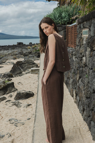 Sophie Silky Wide Leg Pant - Earth