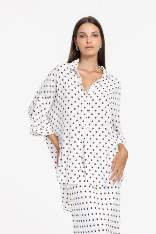 Blak Santiago Shirt - Ivory & Chocolate Spot