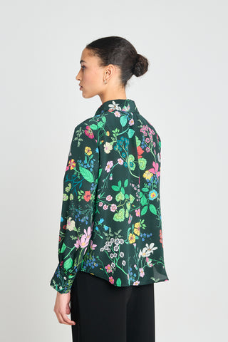 Twenty-Seven Names Marigold Shirt - Deep Green Floral