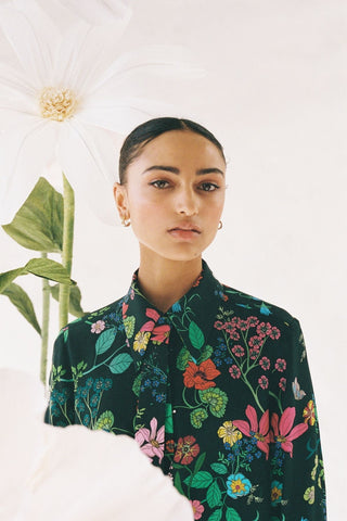 Twenty-Seven Names Marigold Shirt - Deep Green Floral