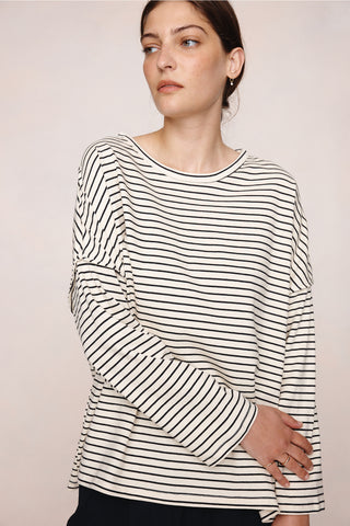 Marle Yelena Tee - Ivory/Black Stripe