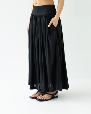 Sophie I'm Ready Skirt - Black Linen