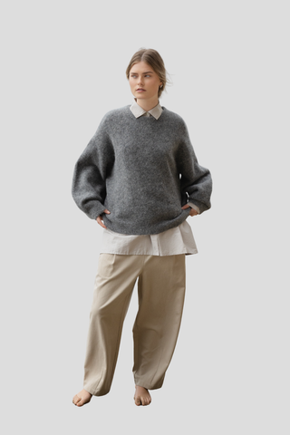 Sophie Effortless Twill Pant - Oat