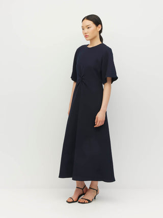 Juliette Hogan Twist Dress (Zig Zag Crepe) Navy