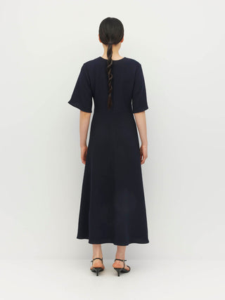 Juliette Hogan Twist Dress (Zig Zag Crepe) Navy