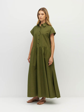 Juliette Hogan Lenni Dress (Crushed Cotton)  Moss