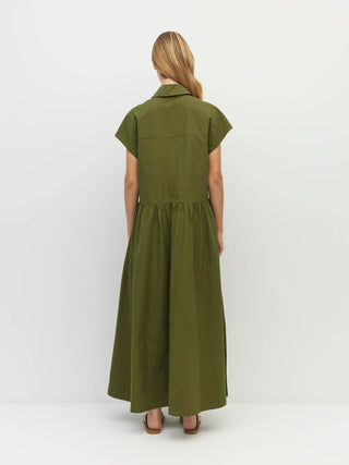 Juliette Hogan Lenni Dress (Crushed Cotton)  Moss
