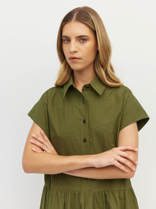 Juliette Hogan Lenni Dress (Crushed Cotton)  Moss