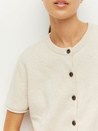 Juliette Hogan Twin T Cardi (Cotton Knit)  Toast Marle