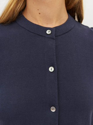 Juliette Hogan Twin T Cardi (Light Cotton Knit)  Slate Blue