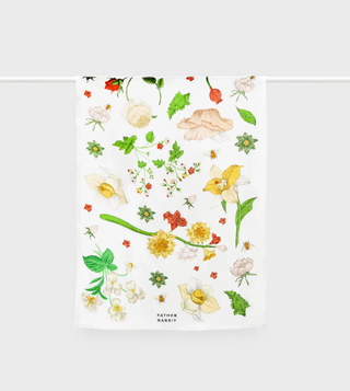 Father Rabbit Tea Towel - Vintage Wallpaper